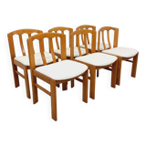 Set of 6 vintage chairs in elm wood and bouclé fabric from the 70s