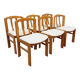 Set of 6 vintage chairs in elm wood and bouclé fabric from the 70s