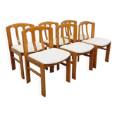 Set of 6 vintage chairs in elm wood and bouclé fabric from the 70s