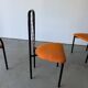 Set of 4 Italian design chairs in vintage black metal and chrome.