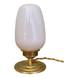 Vintage globe table lamp in white opaline