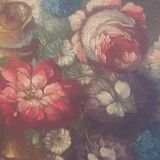 Peinture à l'huile sur toile nature morte aux fleurs, début du XIXe siècle