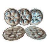 Set of 5 metal oyster plates