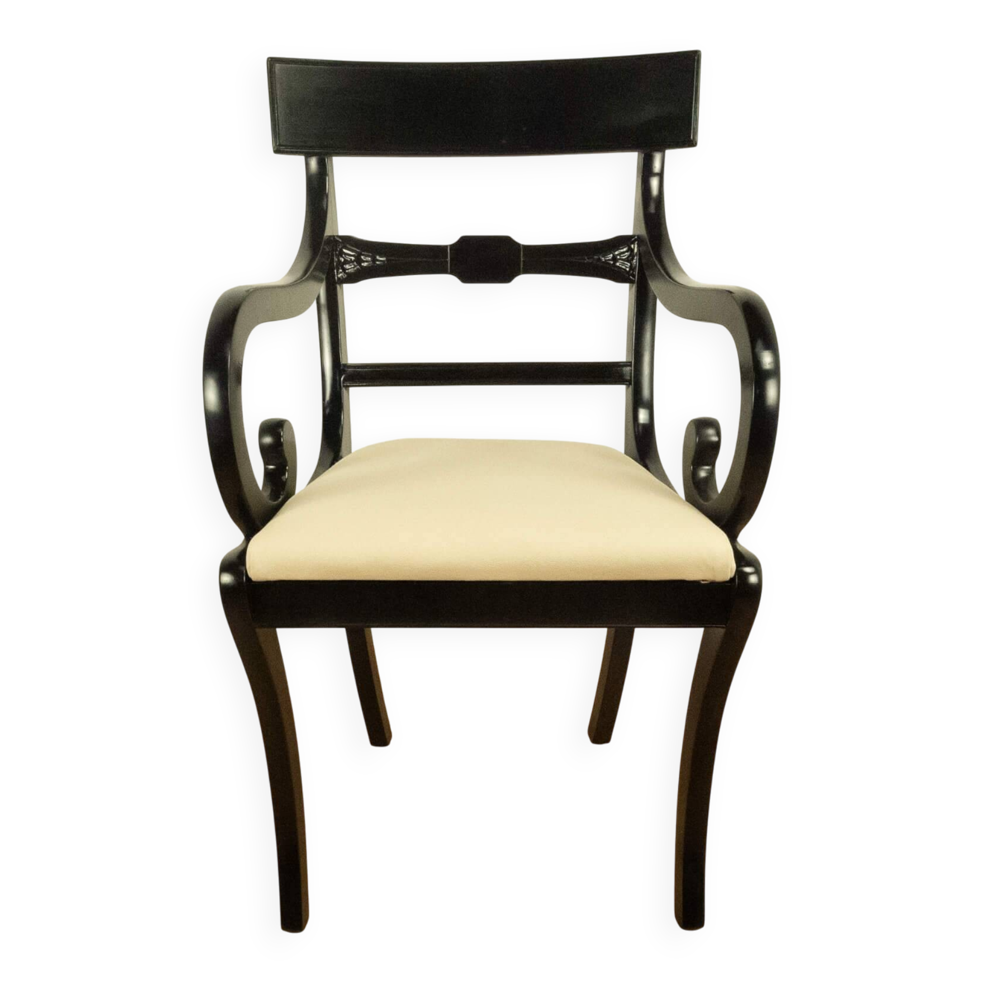 Armchair by G.T. Rackstraw, mahogany stained black, vintage from England