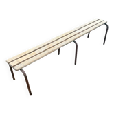 Large vintage school bench from the 1950s, made of wood and metal