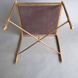 Neoclassical side table in gilded brass and solid mahogany top 1950/1960.
