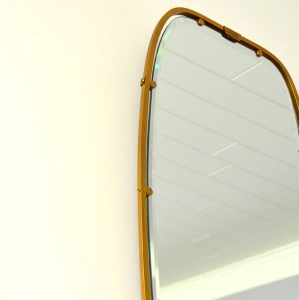 Superbe miroir forme libre en laiton massif année 50 / 60 vintage
