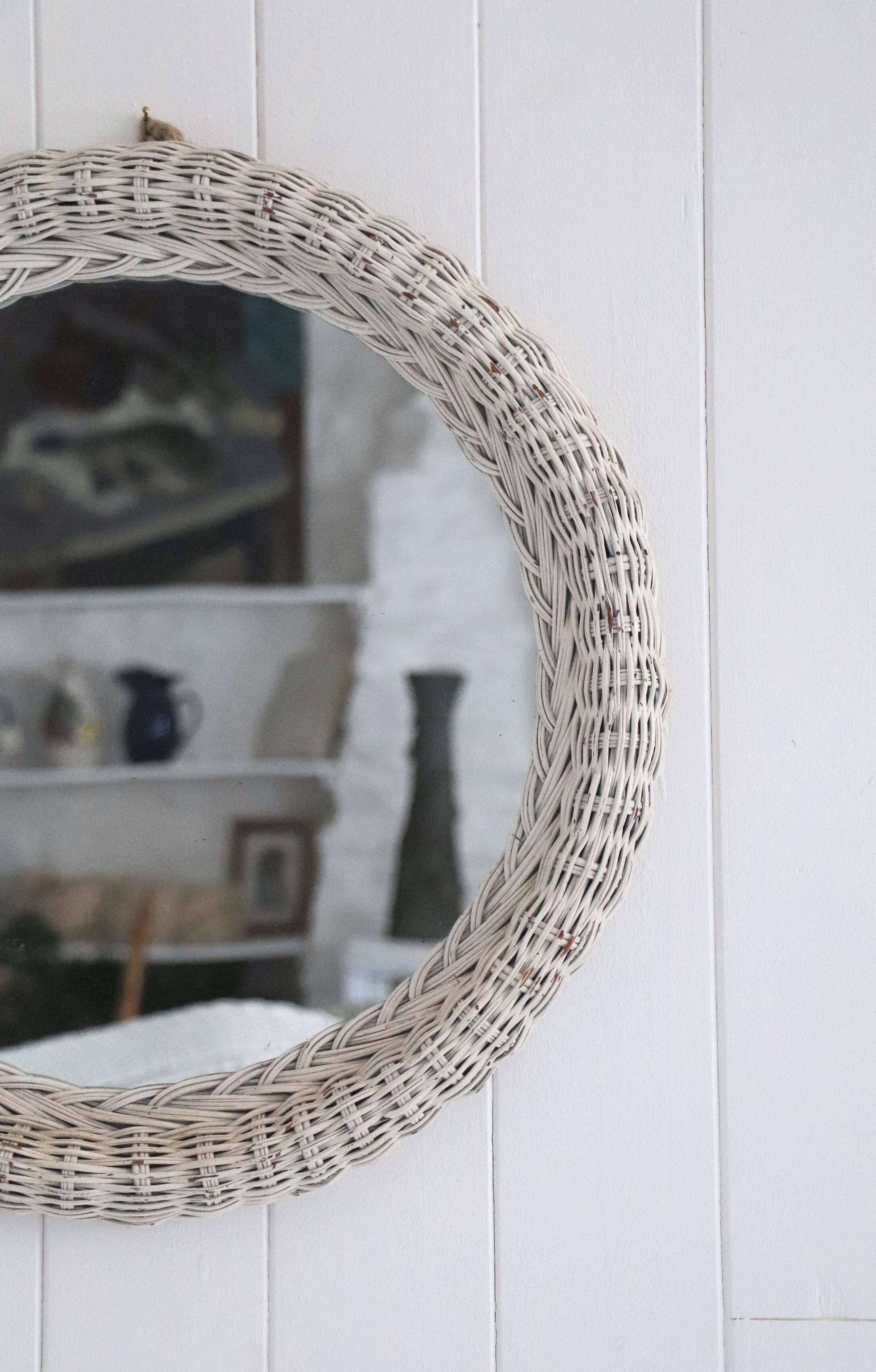 Round wicker mirror, 20th century