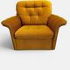 Vintage lounge chair on wheels in golden mustard corduroy 70s