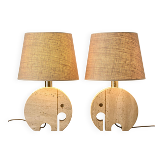 Travertine Lamps by Fratelli Manelli, circa 1970