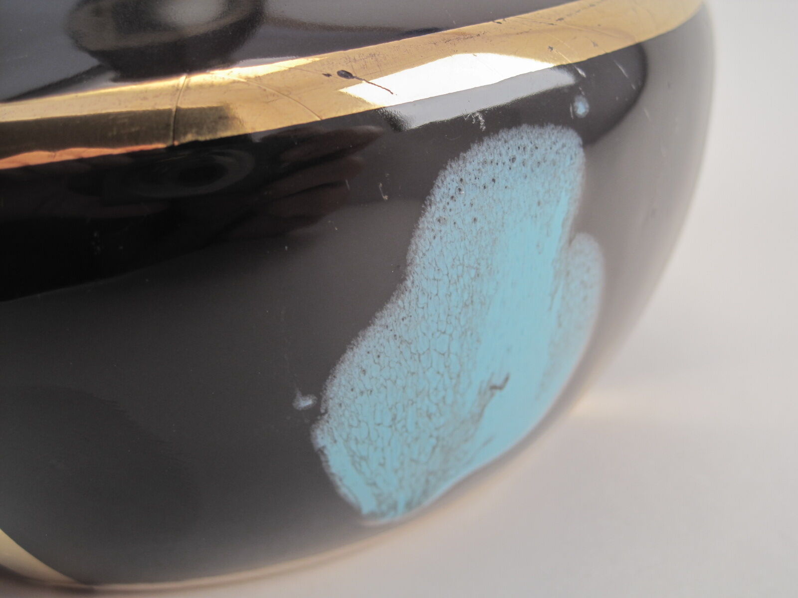 Black enameled ceramic vase Vintage