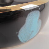 Black enameled ceramic vase Vintage