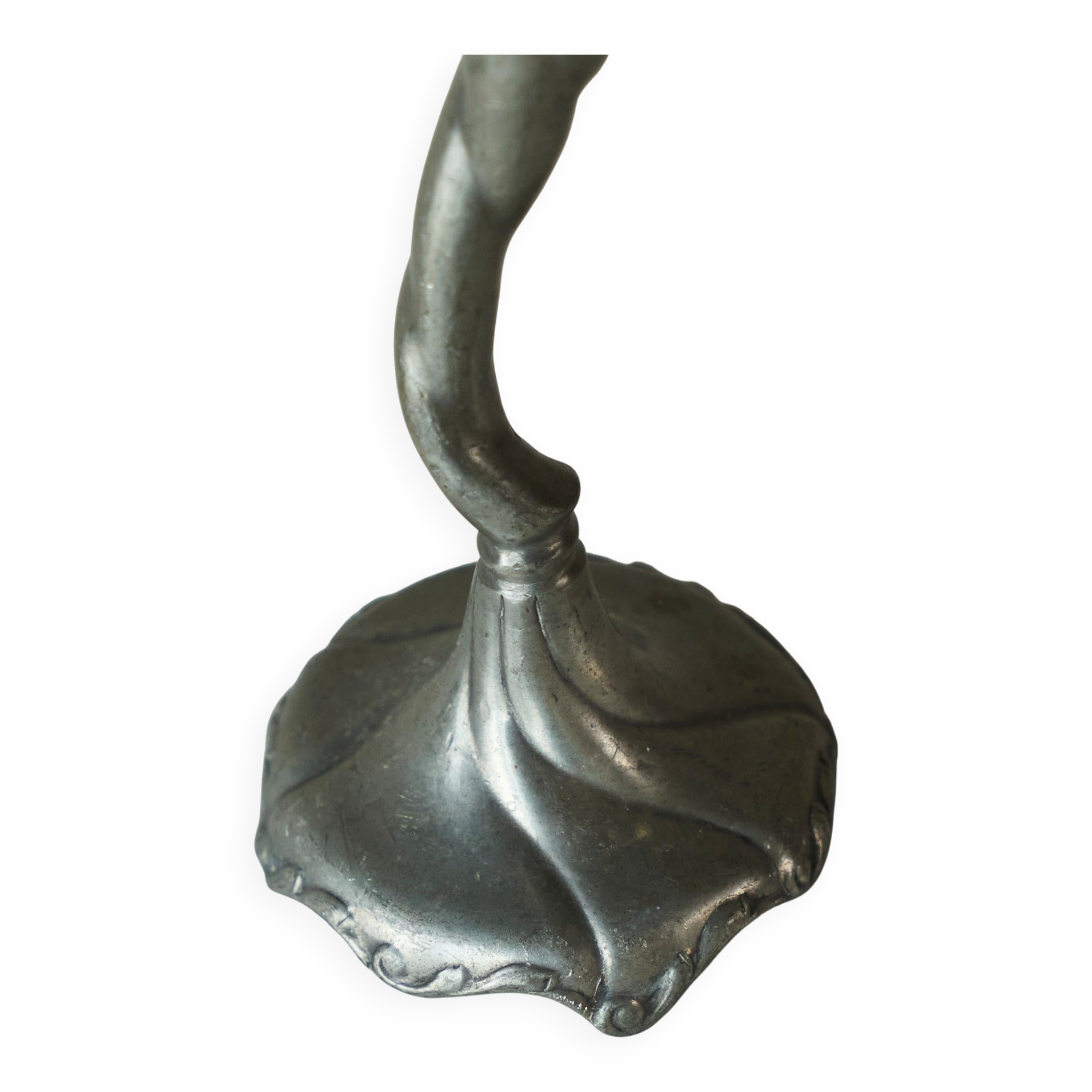 Art Nouveau chandelier sculptural in tin around 1900
