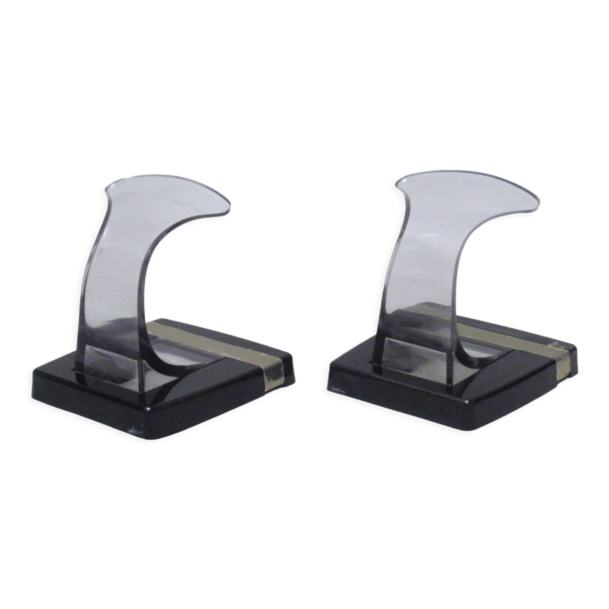 Pair of plexiglass hooks 70s
