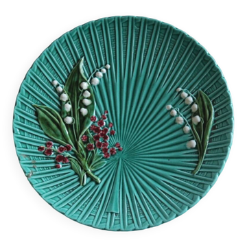 SMF Schramberg Majolica Fruit Dish Lily of the Valley and Forget-Me-Nots