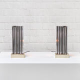 Pair of Brass & Metal Sculptural Lamps by Georges Mathias, Belgium 1970s