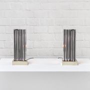 Pair of Brass & Metal Sculptural Lamps by Georges Mathias, Belgium 1970s