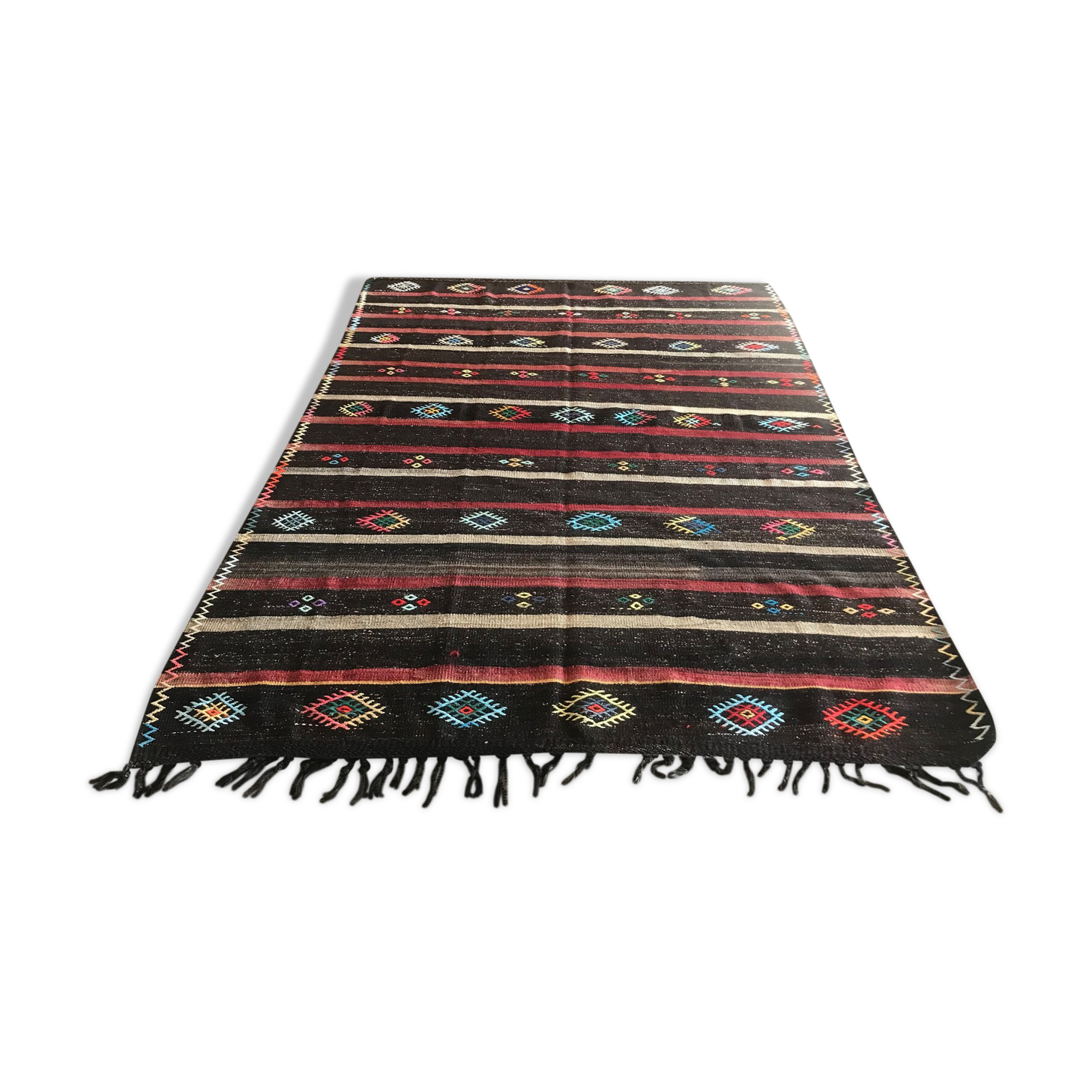 Vintage colorful rug, traditional handmade kilim 290 x 206 cm