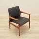 Lounge chair by Grete Jalk, solid teak frame, black leather upholstery, Denmark, 1970s