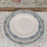 Set of 2 round dishes trundle in Iron Earth Sarreguemines model Carina decoration blue frieze