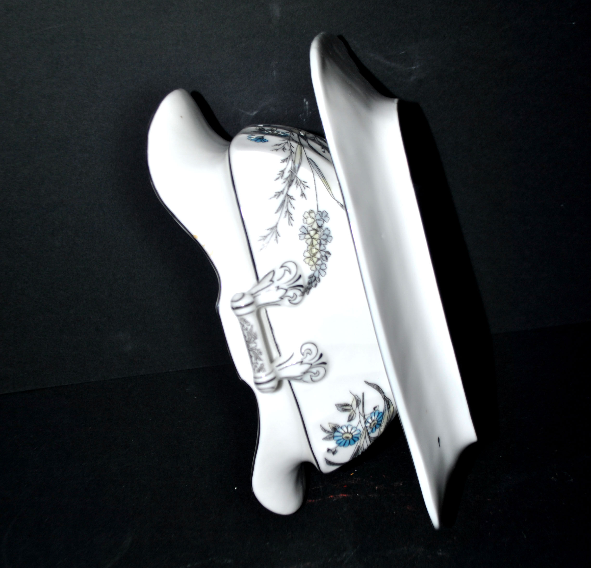 Antique Empire style porcelain sauceboat, hand-painted