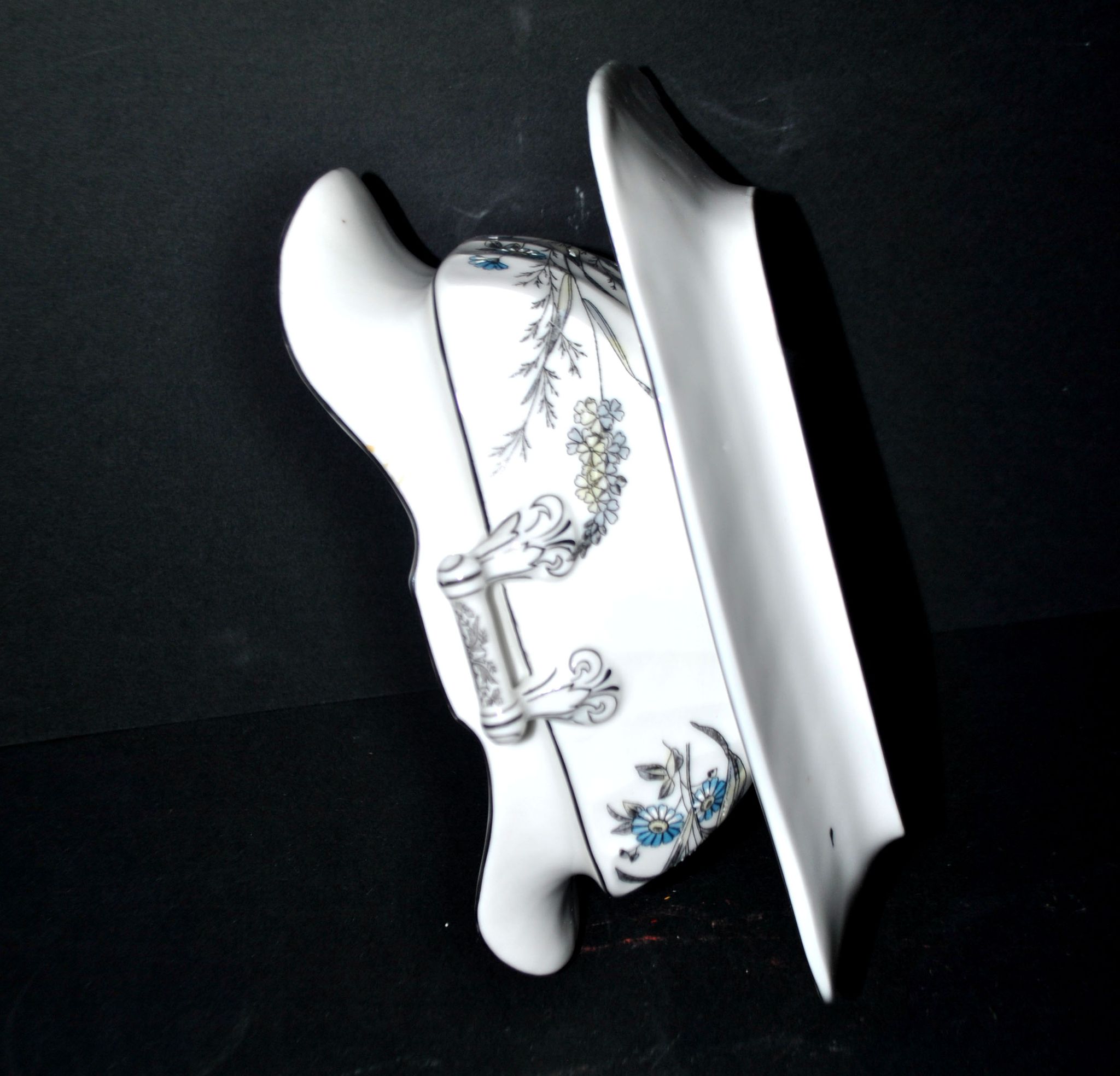 Antique Empire style porcelain sauceboat, hand-painted