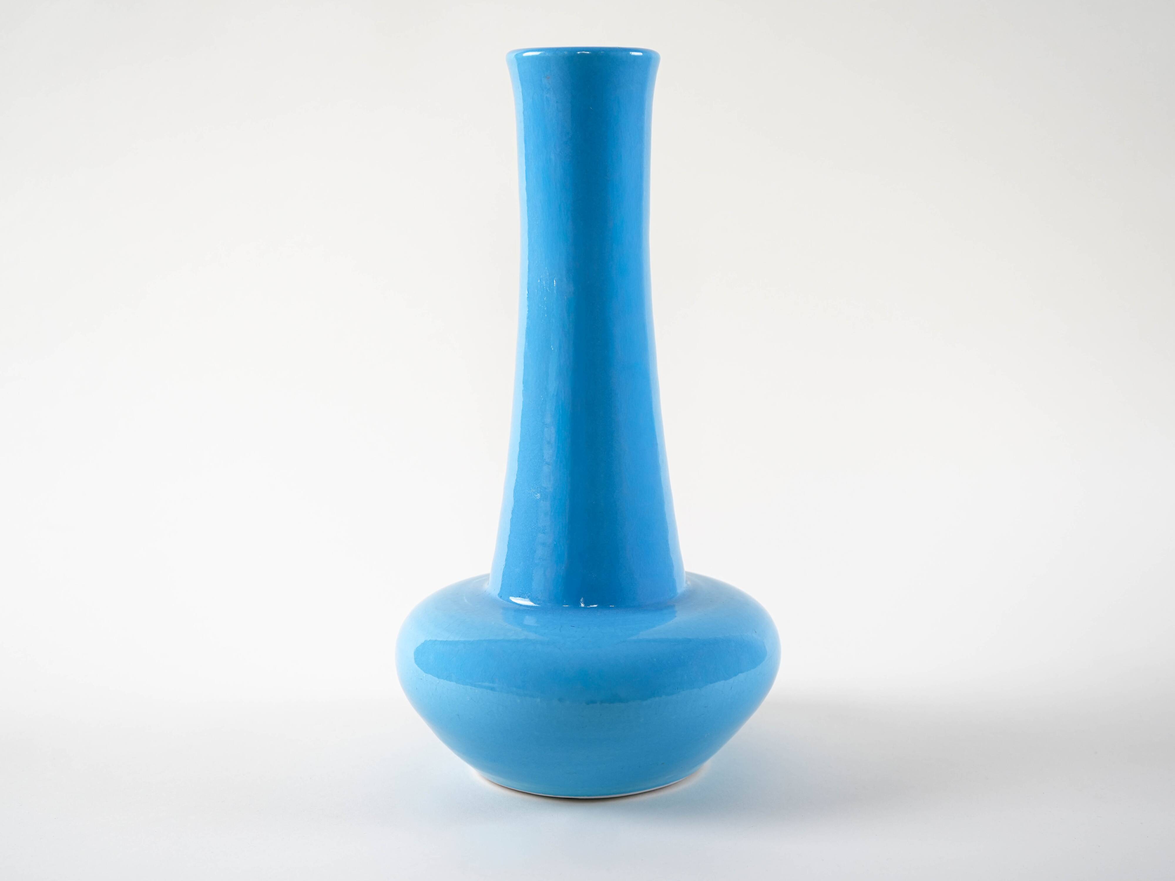 Blue ceramic vase, Danish design, 1970s, made in Denmark