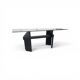 Post Modern Cast Iron Black Dining Table or Desk with Glass Top / 1980s