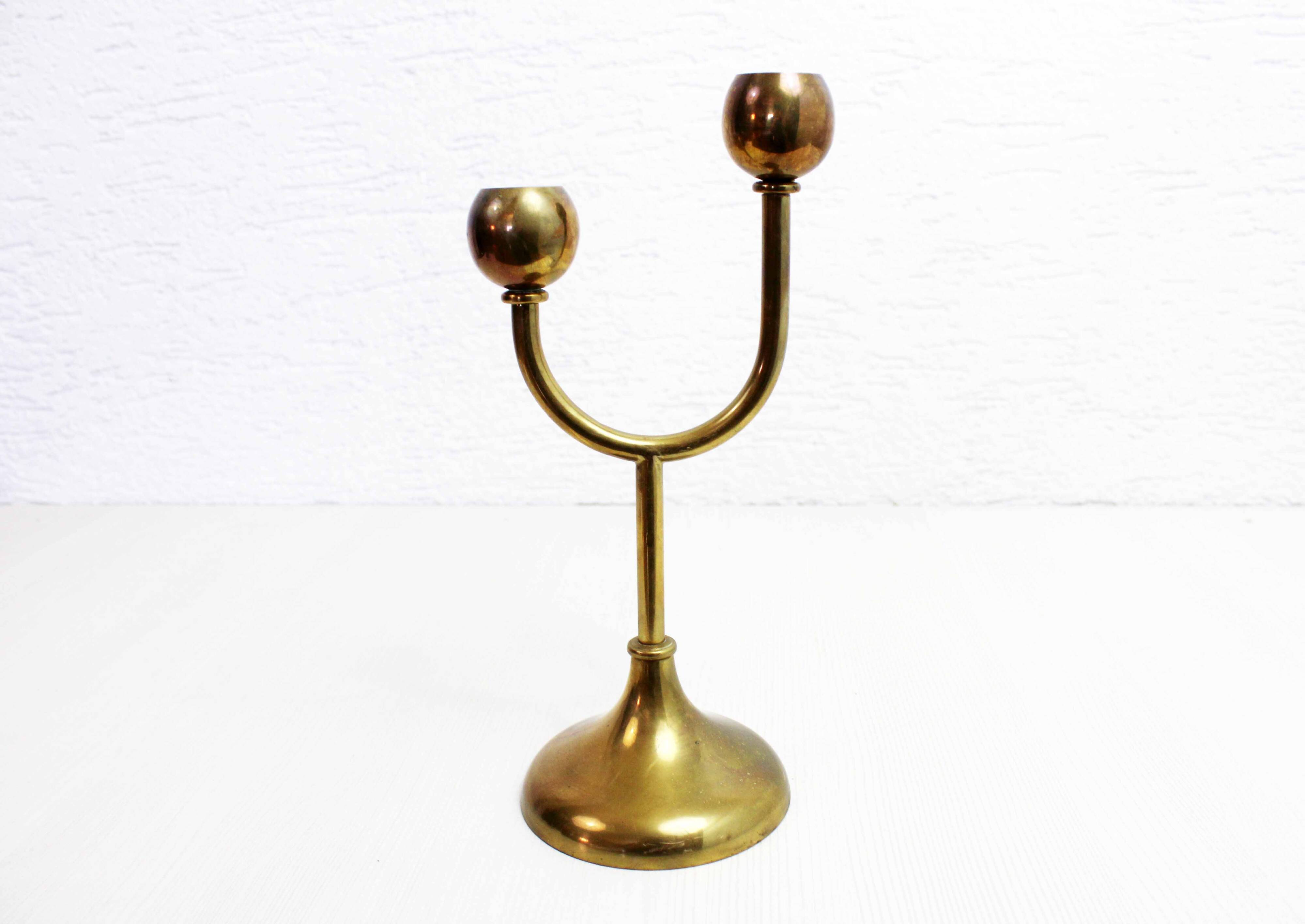 Double brass candle holder