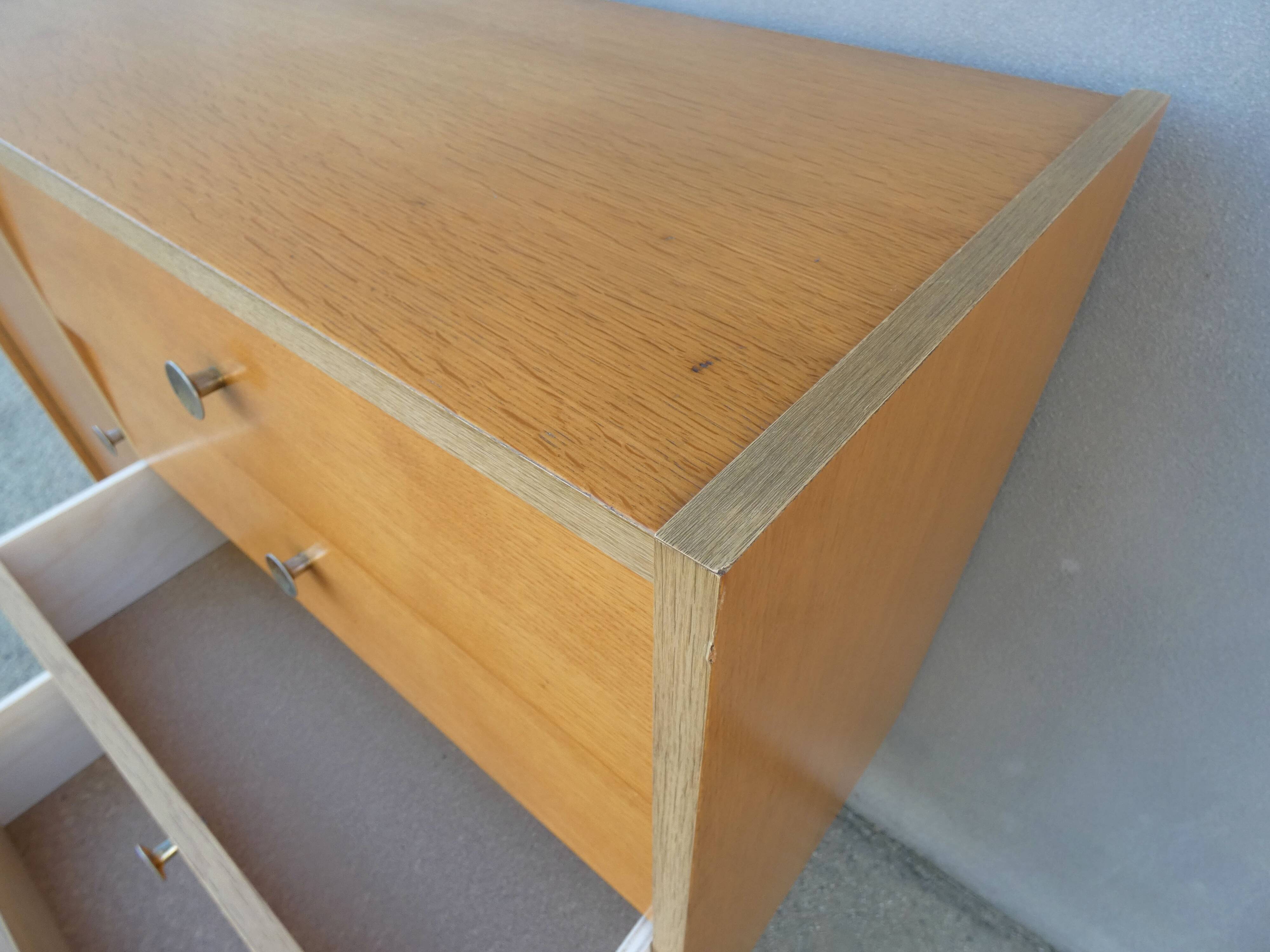 Vintage Scandinavian sideboard chest of drawers with compass feet