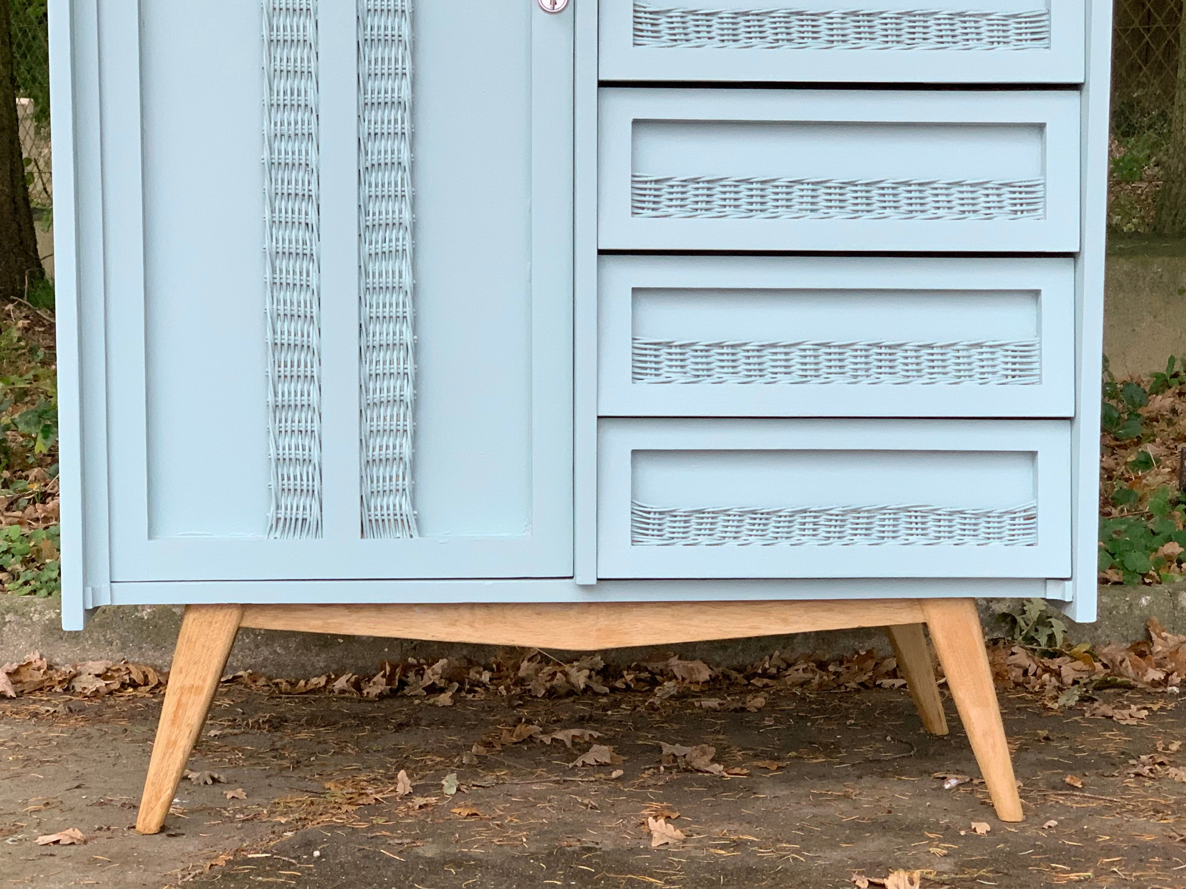 Wardrobe chest of drawers vintage compass feet 1950