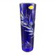 Soliflore vase, tubular, blue crystal, foliage decoration, encrypted, label, hand cut, flowers