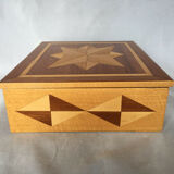 1940 marquetry box with 3 compartments geometric star