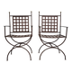 Paire de fauteuils curules en fer tréssé et laiton doré (B)