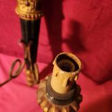 Large antique double wall light in gilded and black wood from the attic