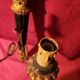 Large antique double wall light in gilded and black wood from the attic