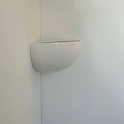 Vintage corner wall light, glossy white porcelain, France 1970