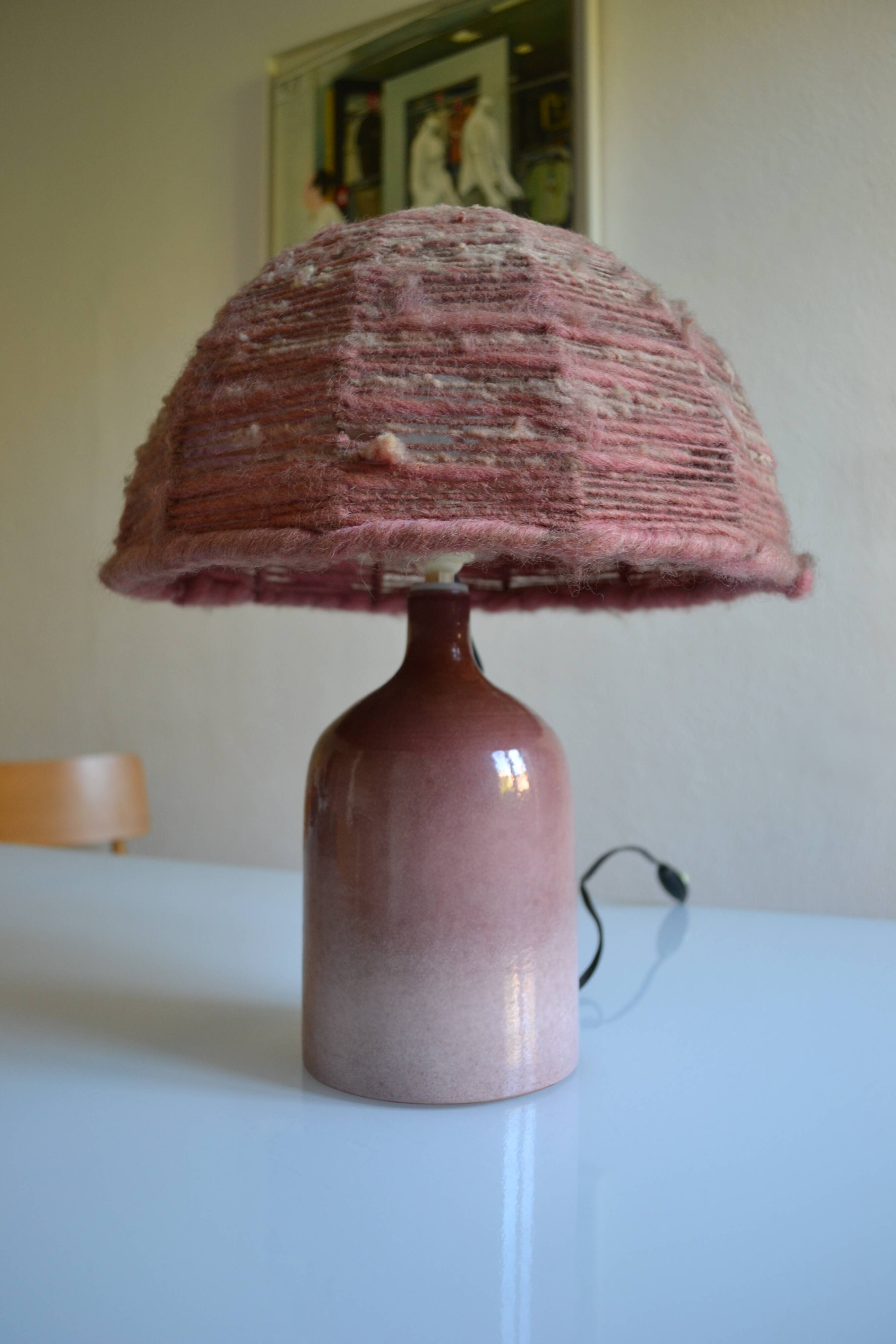Vintage ceramic and wool lamp