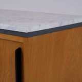 60s oak chest of drawers with marble tray