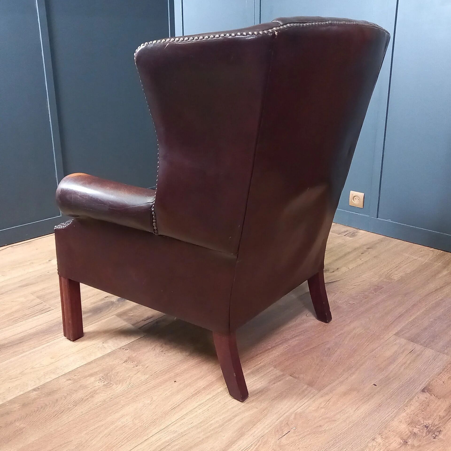2x Chesterfield wingback armchair