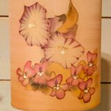 Lampe vintage pied en fer forgé et abat jour en soie