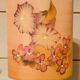 Vintage wrought iron foot lamp and silk dayshade