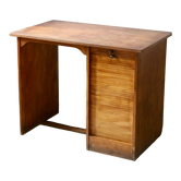 Oak desk with a sliding curtain year 50s