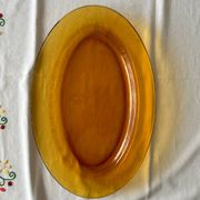 Plat de service ambre Duralex Made in France