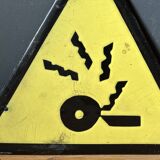 danger warning sign vintage european 1970's industrial enamel sign