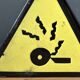 danger warning sign vintage european 1970's industrial enamel sign