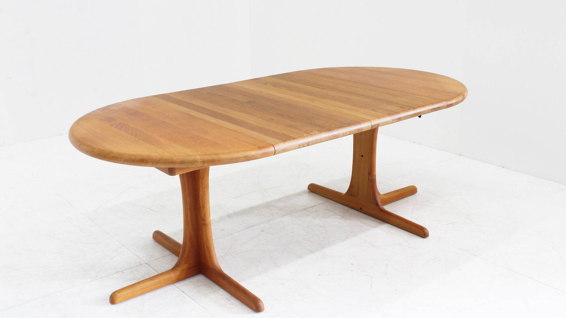 Vintage Danish round extendable dining table solid teak 1960s
