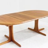 Vintage Danish round extendable dining table solid teak 1960s