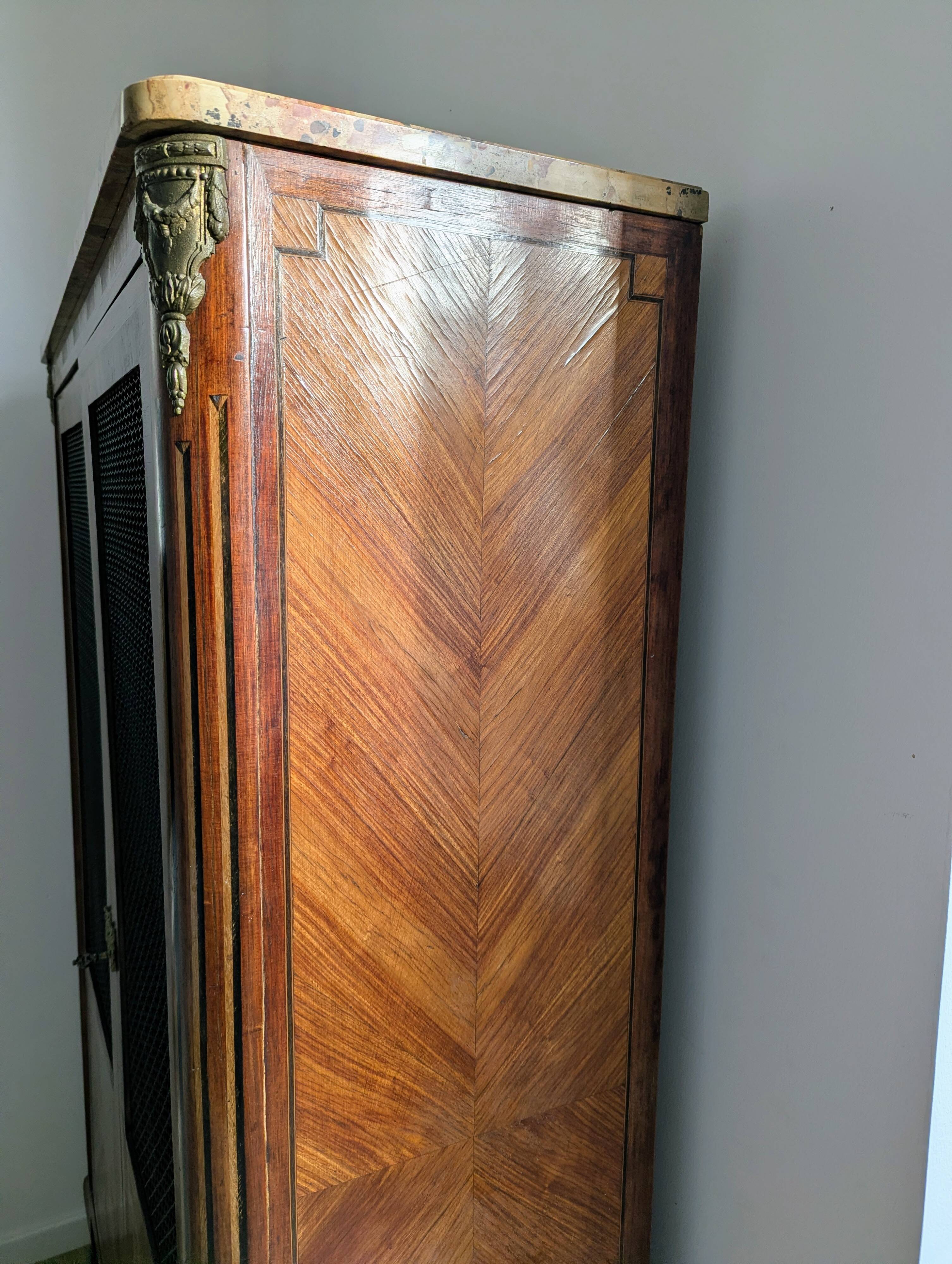 Marquetry library in Transition style Louis XV / Louis XVI