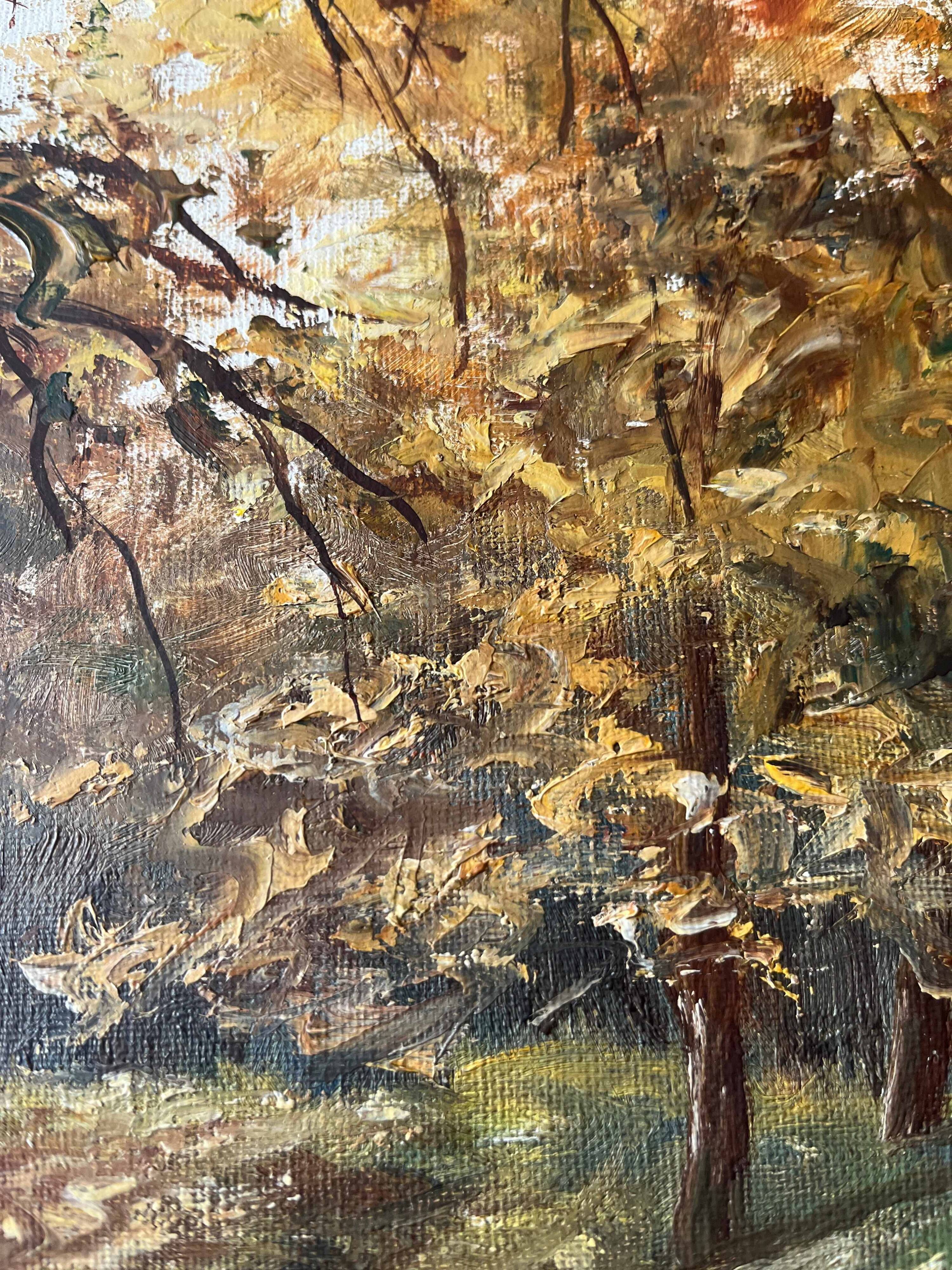 Tableau HST Landscape of the forest "towards Bozouls" Aveyron signed L. de Clereauvill